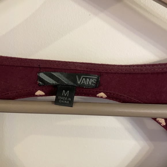 Vans burgundy dress with white hearts sz M - Picture 3 of 5